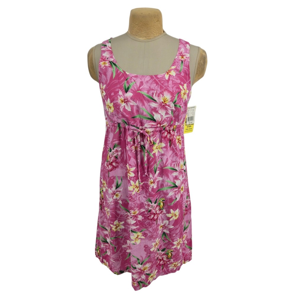 Puanani Made in Hawaii by RJC Dress Womens Medium Pink Floral Tropical NWT